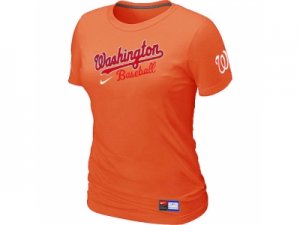 Women MLB Washington Nationals Orange Nike Short Sleeve Practice T-Shirt