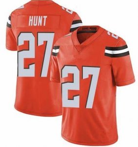 Nike Browns #27 Kareem Hunt Orange Vapor Untouchable Limited Jersey