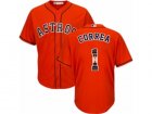 Mens Majestic Houston Astros #1 Carlos Correa Authentic Orange Team Logo Fashion Cool Base MLB Jersey