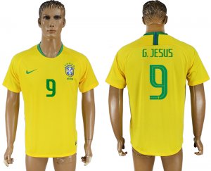 Brazil 9 G. JESUS Home 2018 FIFA World Cup Thailand Soccer Jersey