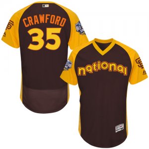 Mens Majestic San Francisco Giants #35 Brandon Crawford Brown 2016 All-Star National League BP Authentic Collection Flex Base MLB Jersey