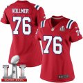 Womens Nike New England Patriots #76 Sebastian Vollmer Elite Red Alternate Super Bowl LI 51 NFL Jersey