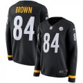 Nike Steelers #84 Antonio Brown Black Women Therma Long Sleeve Jersey