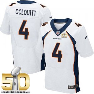 Nike Denver Broncos #4 Britton Colquitt White Super Bowl 50 Men Stitched NFL New Elite Jersey