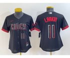Women's Cincinnati Reds #11 Barry Larkin Number Black 2023 City Connect Cool Base Stitched Jersey2