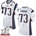 Mens Nike New England Patriots #73 John Hannah Elite White Super Bowl LI 51 NFL Jersey