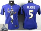 2013 Super Bowl XLVII Women NEW NFL Baltimore Ravens #5 Flacco Purple Portrait Fashion Jerseys