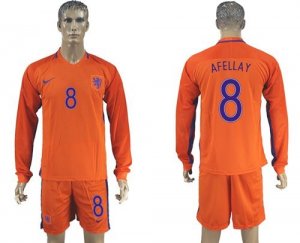 Holland #8 Afellay Home Long Sleeves Soccer Country Jersey