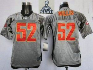 2013 Super Bowl XLVII Youth NEW NFL San Francisco 49erss #52 Patrick Willis Grey Shadow NFL Jerseys