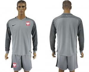 Poland Blank Grey Goalkeeper Long Sleeves Soccer Country Jersey