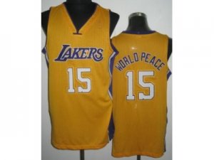 nba Los Angeles Lakers #15 Metta World Peace yellow Jerseys[Revolution 30]