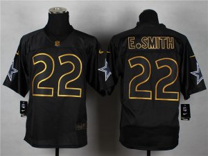 Nike Dallas Cowboys #22 Emmitt Smith black jerseys[Elite gold lettering fashion]