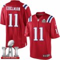 Mens Nike New England Patriots #11 Julian Edelman Limited Red Alternate Super Bowl LI 51 NFL Jersey