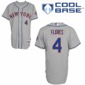 Men's Majestic New York Mets #4 Wilmer Flores Authentic Grey Road Cool Base MLB Jersey