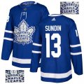 Men Maple Leafs #13 Mats Sundin Blue Glittery Edition Adidas Jersey