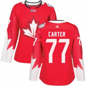 Women\'s Adidas Team Canada #77 Jeff Carter Authentic Red Away 2016 World Cup Hockey Jersey