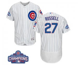 Mens Majestic Chicago Cubs #27 Addison Russell White 2016 World Series Champions Flexbase Authentic Collection MLB Jersey