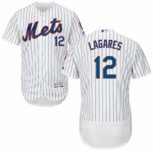 Men\'s Majestic New York Mets #12 Juan Lagares White Flexbase Authentic Collection MLB Jersey