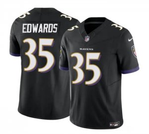 Men\'s Baltimore Ravens #35 Gus Edwards Black 2023 F.U.S.E. Vapor Limited Football Stitched Jersey