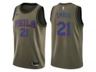 Men Nike Philadelphia 76ers #21 Joel Embiid Green Salute to Service NBA Swingman Jersey
