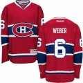 Womens Reebok Montreal Canadiens #6 Shea Weber Premier Red Home NHL Jersey