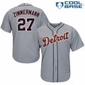 Men's Majestic Detroit Tigers #27 Jordan Zimmermann Authentic Grey Road Cool Base MLB Jersey