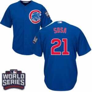 Youth Majestic Chicago Cubs #21 Sammy Sosa Authentic Royal Blue Alternate 2016 World Series Bound Cool Base MLB Jersey