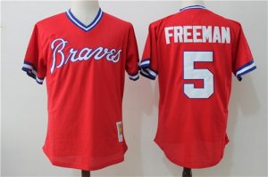 Braves #5 Freddie Freeman Red Cooperstown Collection Jersey