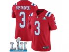 Men Nike New England Patriots #3 Stephen Gostkowski Red Alternate Vapor Untouchable Limited Player Super Bowl LII NFL Jersey