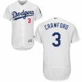 Men's Majestic Los Angeles Dodgers #3 Carl Crawford White Flexbase Authentic Collection MLB Jersey