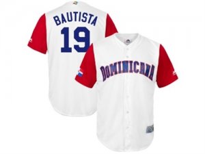 Mens Dominican Republic Baseball #19 Jose Bautista Majestic White 2017 World Baseball Classic Jersey