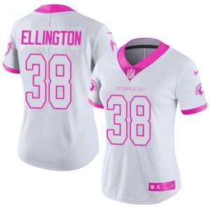 Womens Nike Arizona Cardinals #38 Andre Ellington White Pink Stitched NFL Limited Rush Fashion Jersey