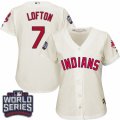 Womens Majestic Cleveland Indians #7 Kenny Lofton Authentic Cream Alternate 2 2016 World Series Bound Cool Base MLB Jersey