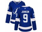 Women Adidas Tampa Bay Lightning #9 Tyler Johnson Blue Home Authentic Stitched NHL Jersey