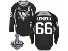 Mens Reebok Pittsburgh Penguins #66 Mario Lemieux Authentic Black Practice 2017 Stanley Cup Final NHL Jersey