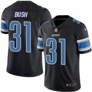 Mens Nike Detroit Lions #31 Rafael Bush Limited Black Rush NFL Jersey