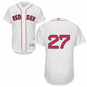 Men\'s Majestic Boston Red Sox #27 Carlton Fisk White Flexbase Authentic Collection MLB Jersey
