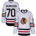 Mens Reebok Chicago Blackhawks #70 Dennis Rasmussen Authentic White 2017 Winter Classic NHL Jersey