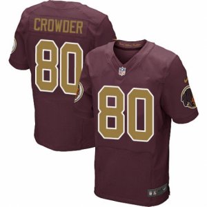 Mens Nike Washington Redskins #80 Jamison Crowder Elite Burgundy Red Gold Number Alternate 80TH Anniversary NFL Jersey