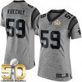 Women Nike Panthers #59 Luke Kuechly Gray Super Bowl 50 Stitched Gridiron Gray Jersey