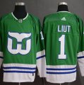 Whalers #1 Mike Liut Green Adidas Jersey