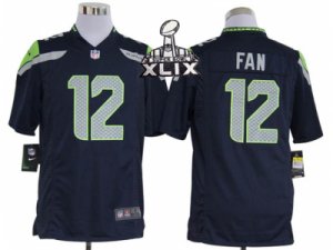 2015 Super Bowl XLIX Nike NFL Seattle Seahawks #12 Fan Blue Game Jerseys