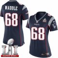 Womens Nike New England Patriots #68 LaAdrian Waddle Elite Navy Blue Team Color Super Bowl LI 51 NFL Jersey