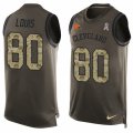 Mens Nike Cleveland Browns #80 Ricardo Louis Limited Green Salute to Service Tank Top NFL Jersey