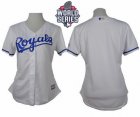 Women Kansas City Royals Blank White Home W 2015 World Series Patch Stitched MLB Jersey