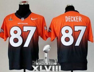 Nike Denver Broncos #87 Eric Decker Orange-Navy Blue Super Bowl XLVIII NFL Elite Fadeaway Fashion Jersey