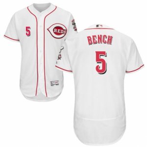 Men\'s Majestic Cincinnati Reds #5 Johnny Bench White Flexbase Authentic Collection MLB Jersey