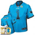Youth Nike Panthers #1 Cam Newton Blue Alternate Super Bowl 50 Stitched Drift Fashion Jersey