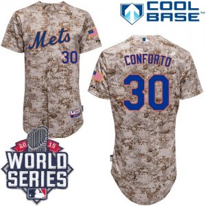 New York Mets #30 Michael Conforto Camo Alternate Cool Base W 2015 World Series Patch Stitched MLB Jersey