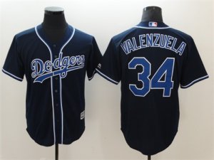 Los Angeles Dodgers #34 Fernando Valenzuela Navy Cool Base Jersey